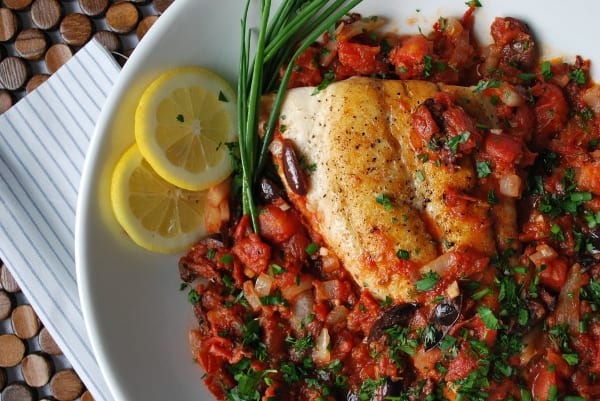 Snapper with a Spicy Tomato, Citrus and Herb Sauce