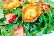 Fried Goat Cheese, Strawberry and Arugula Salad