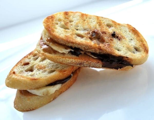 Banana Peanut Butter and Chocolate Sandwiches