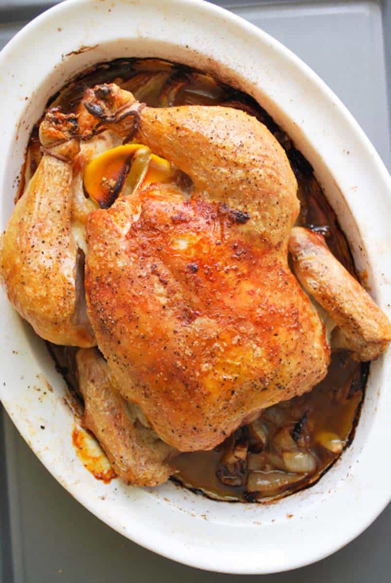 Simple Whole Roasted Chicken Recipe with Lemon