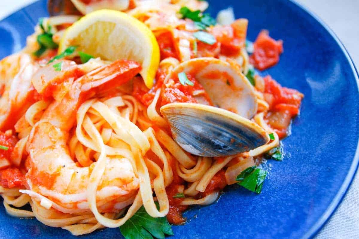 Spicy Shrimp and Clam Pasta