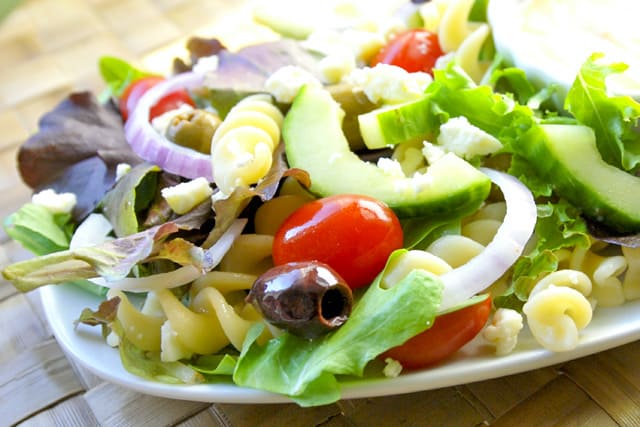 Easy Greek Salad Recipe with a Creamy Yogurt Dressing