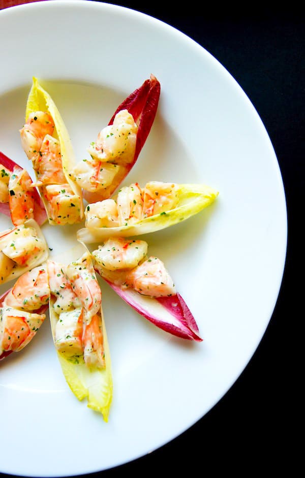 Herbed Shrimp Salad Recipe on Endive Spears