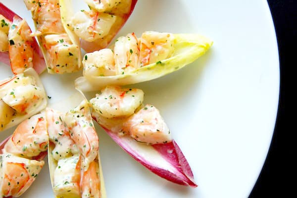 Herbed Shrimp Salad Recipe on Endive Spears