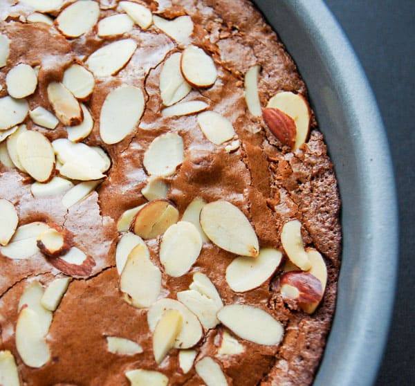 Brownie Pie Recipe with Sliced Almonds