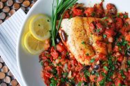 Pan Seared Snapper with Spicy Tomato and Herb Sauce