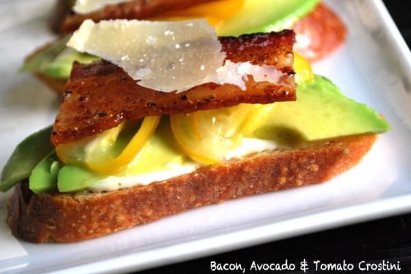 Bacon, Avocado and Tomato Crostini 