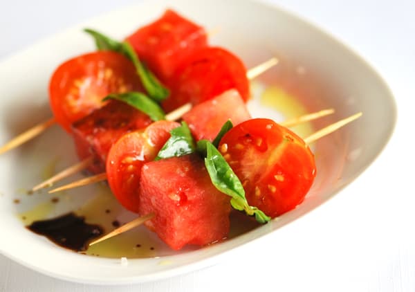 Watermelon and Tomato Skewers