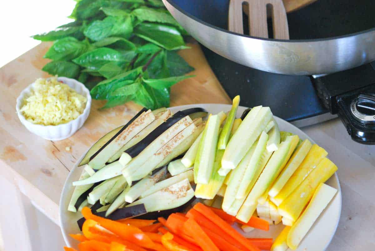 Ginger Soy Veggie Stir Fry Recipe Vegetables ready to cook