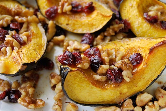 Roasted Acorn Squash Recipe with Walnuts and Cranberries