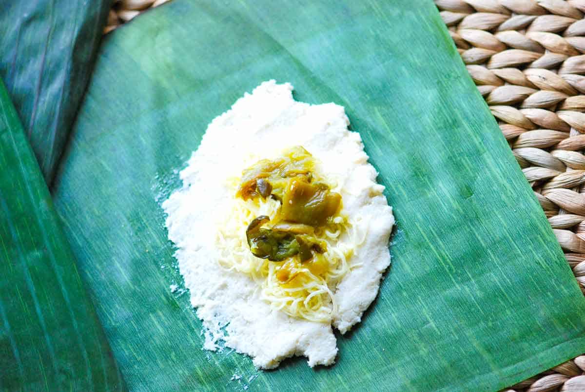 Assembling the tamales