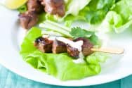 Honey Sriracha Beef Skewers