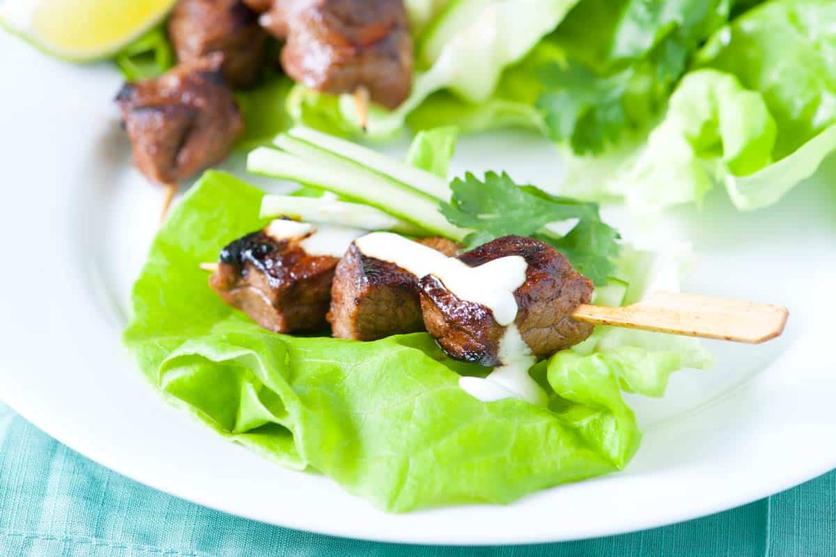 Honey Sriracha Marinated Beef Skewers