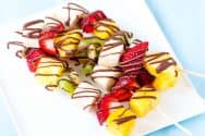 Easy Frozen Fruit Kabobs with Chocolate Drizzle