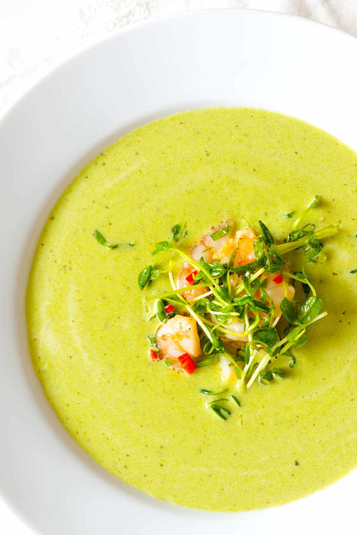 Chilled Pea Soup Recipe with Shrimp How to Make Chilled Pea Soup with Shrimp and Mint
