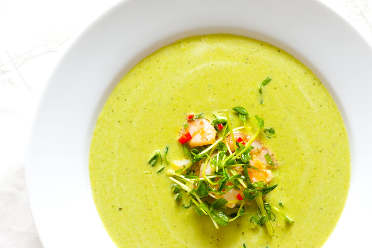 Chilled Pea Soup Recipe with Shrimp Chilled Pea Soup Recipe with Shrimp