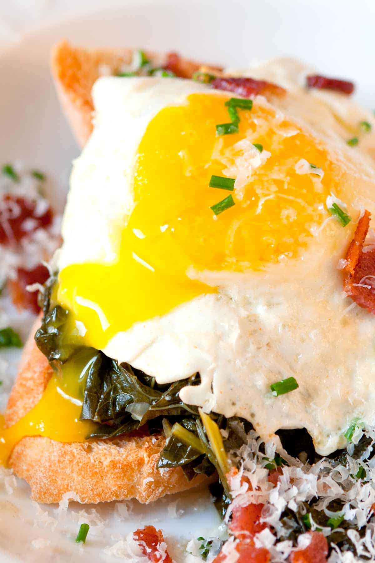 Braised Kale and Egg Toasts