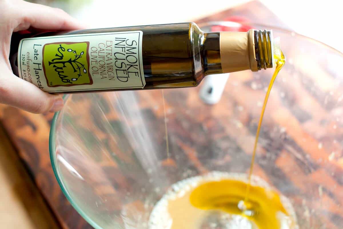 Apple Cider and Smoked Olive Oil Vinaigrette Making the dressing