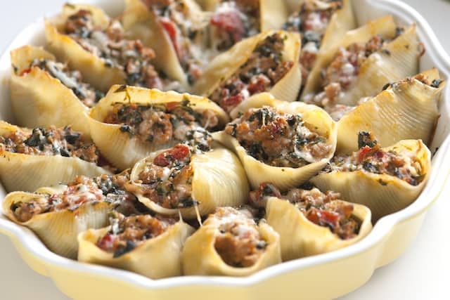 Sausage Stuffed Shells Recipe with Spinach