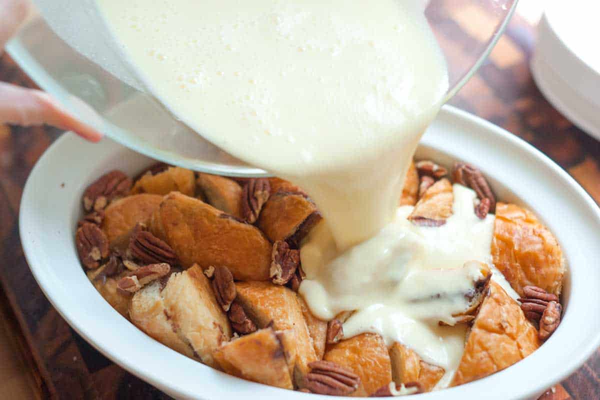 Nutella Croissant Bread Pudding Recipe How to Make Croissant Bread Pudding: Pour the custard over croissants in a baking dish
