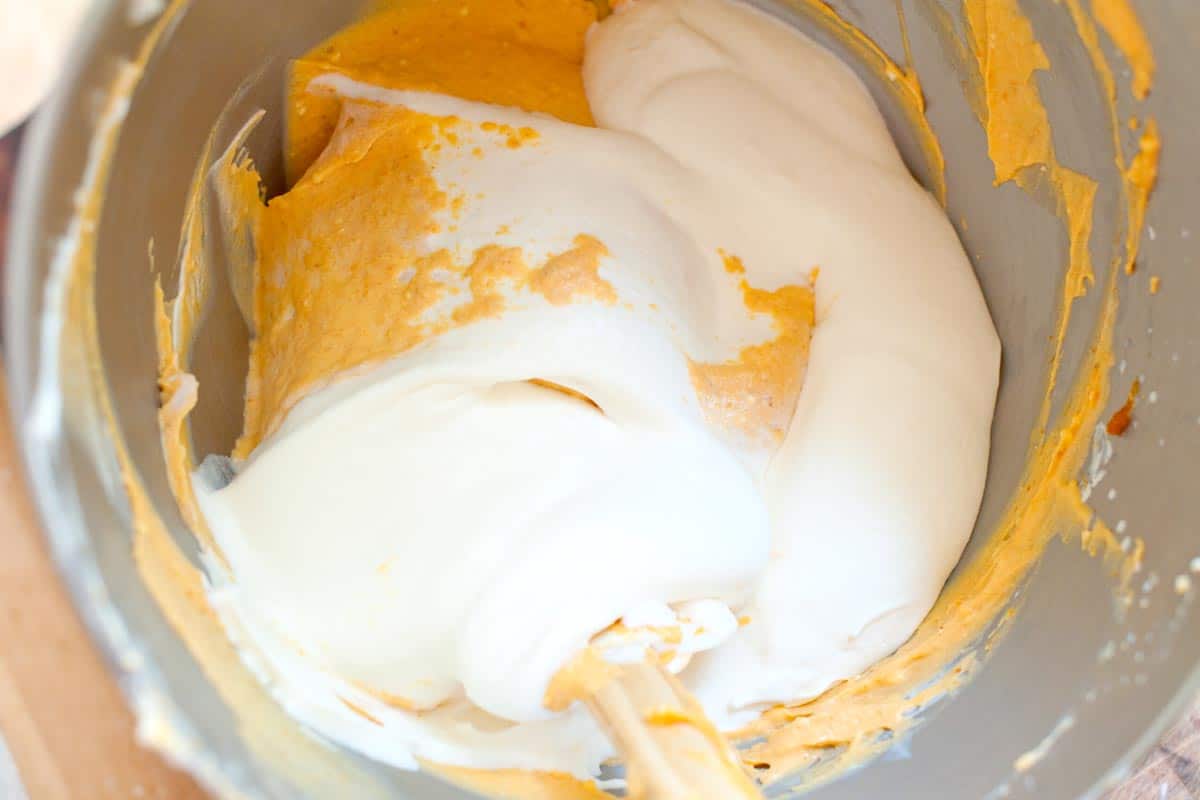 Folding in the whipped cream