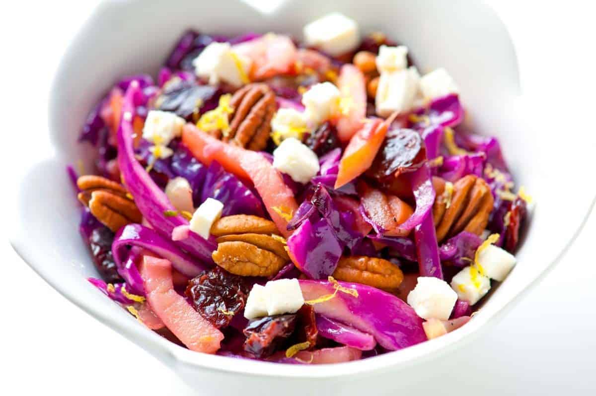 Warm Apple Cabbage Salad with Pecans