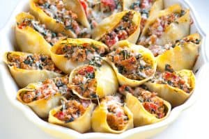 Baked Stuffed Shells Recipe with Sausage and Spinach
