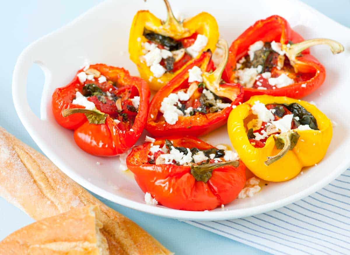 Baked Tomato Garlic Stuffed Peppers Recipe Tomato Basil Stuffed Peppers