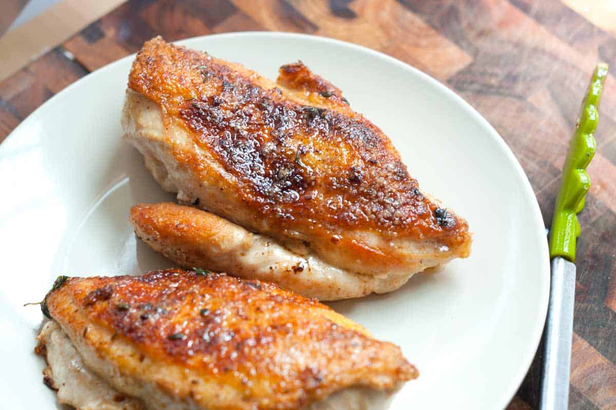 Perfectly cooked and golden brown chicken breasts