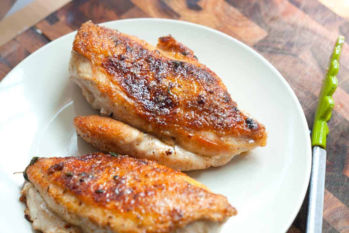 Easy Pan Roasted Chicken Breasts with Thyme Recipe Perfectly cooked and golden brown pan roasted chicken breasts