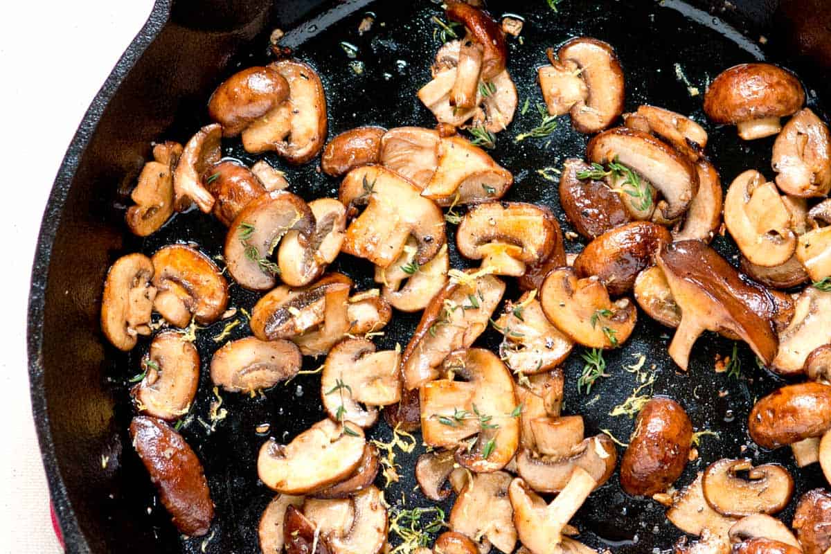 Sautéed Mushrooms and Truffle Salt Crostini How to Make Mushroom Crostini: Sautéed Mushrooms in a Skillet