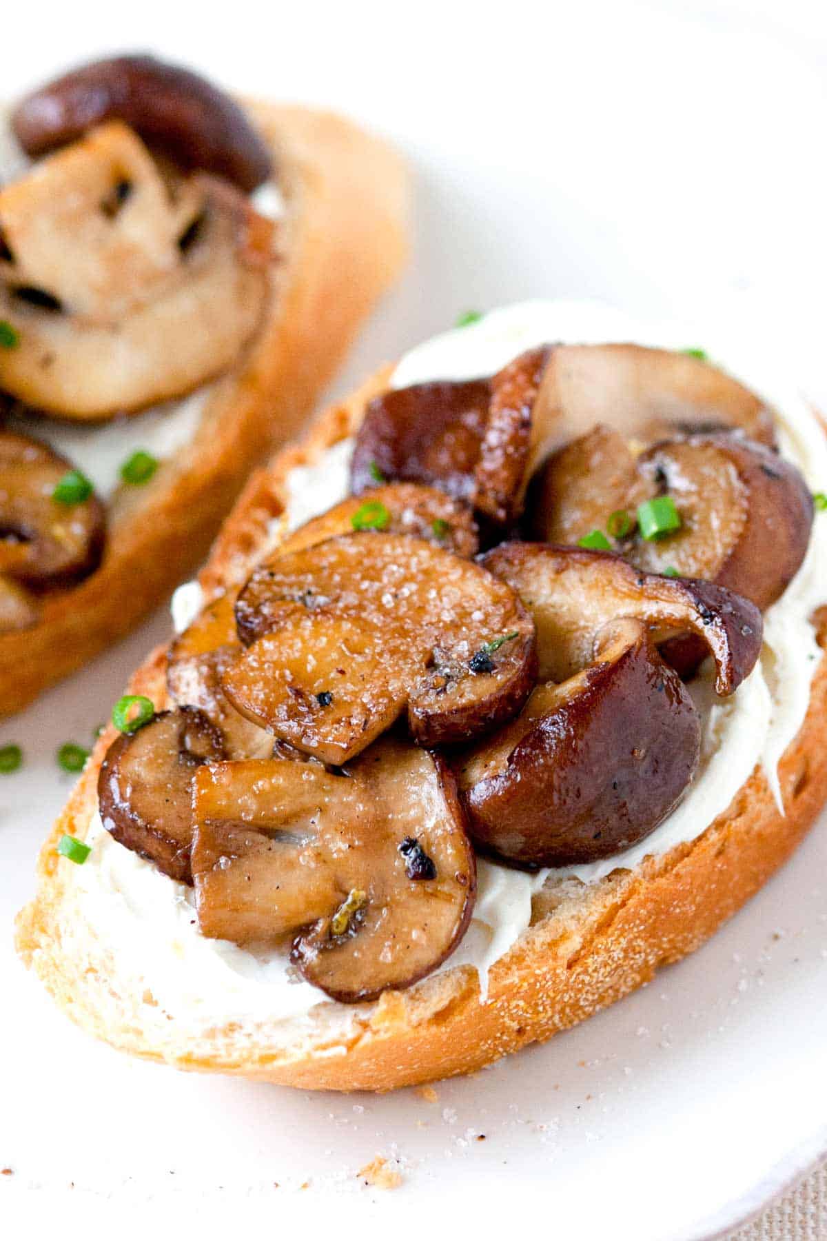 Sautéed Mushrooms and Truffle Salt Crostini Simple Mushroom Crostini