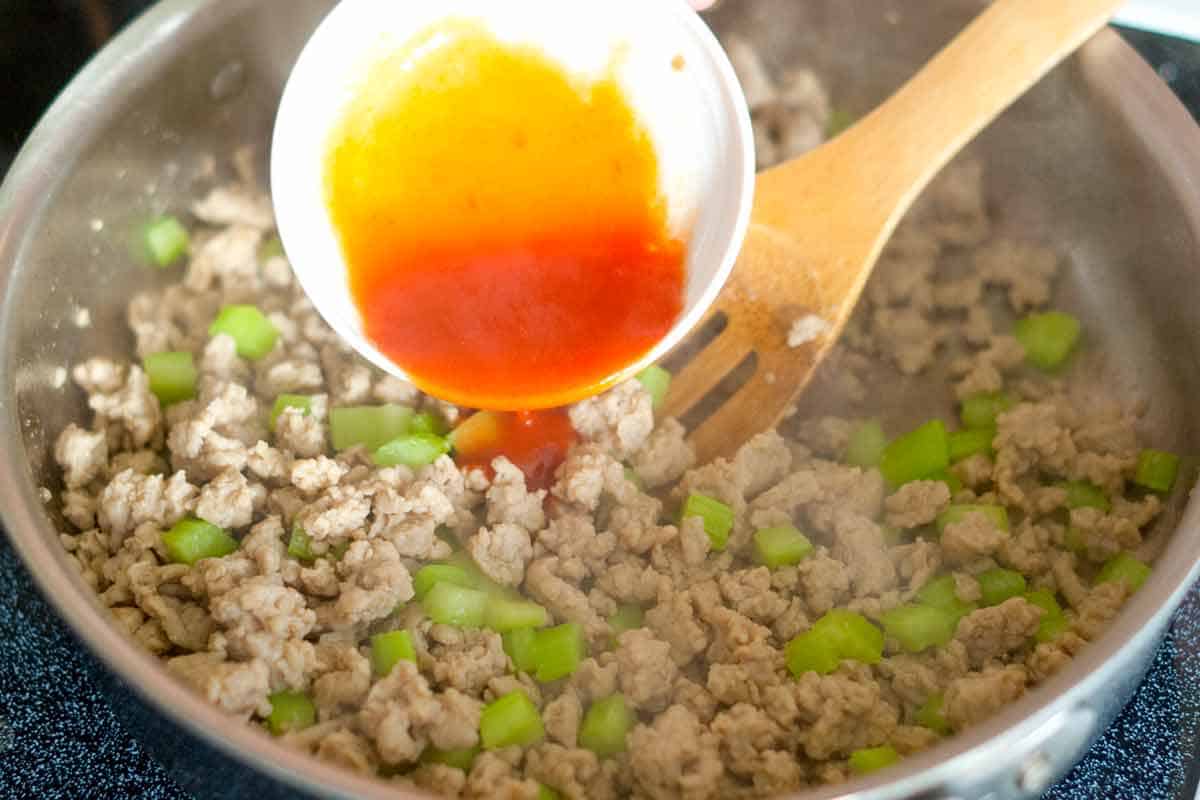 Making the filling for stuffed shells