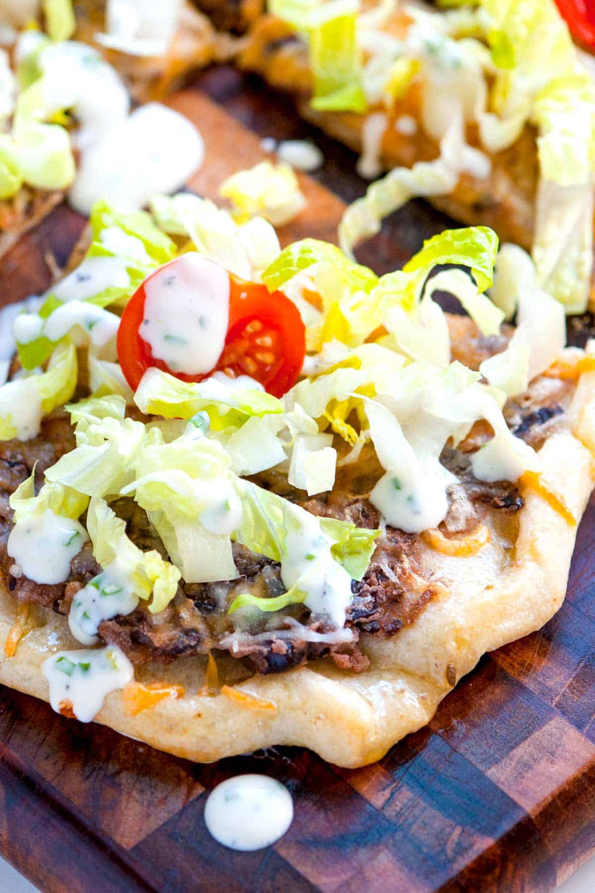 Easy Black Bean Pizza Topped with Salad Easy Black Bean Pizza Topped with Salad