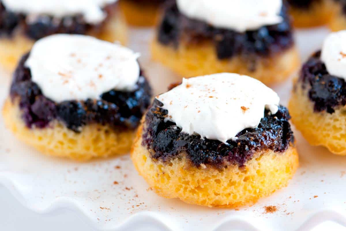 Mini Upside Down Blueberry Cakes