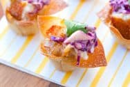 Mini Fish Tacos in Wonton Cups