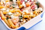 Baked Ziti Recipe with Shrimp and Spinach