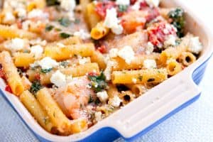 Baked Ziti Recipe with Shrimp and Spinach