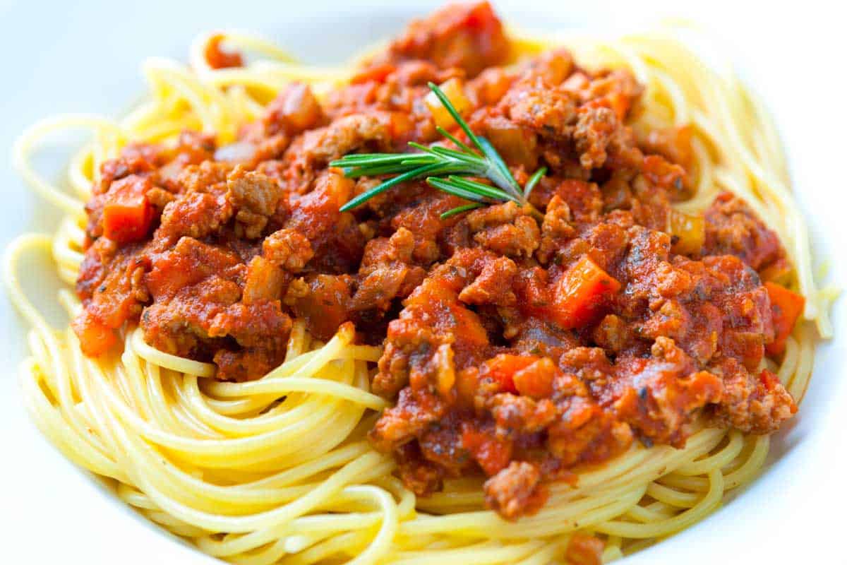 Easy, 30 Minute Chicken Ragu Recipe Chicken Ragu over Spaghetti