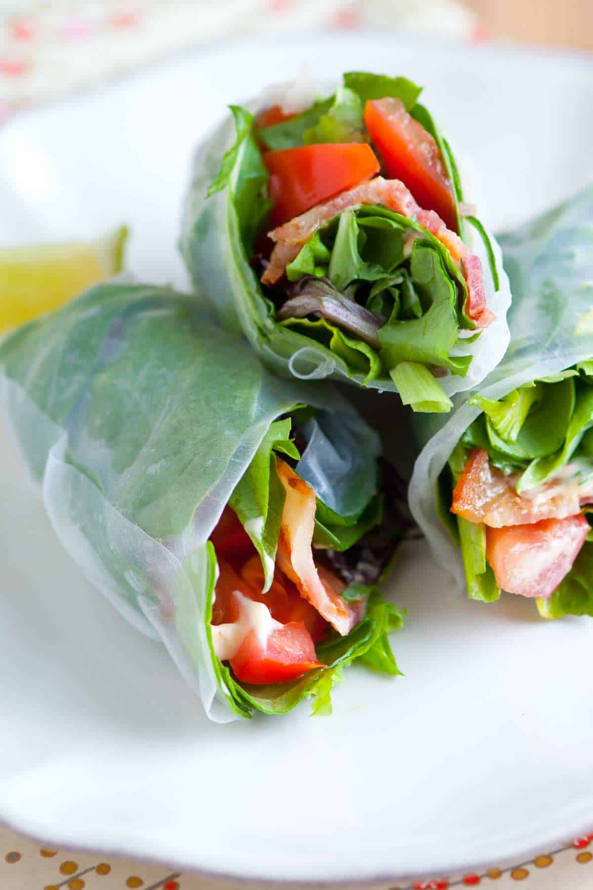 BLT Summer Rolls Recipe Summer Rolls with Bacon, Lettuce and Tomato
