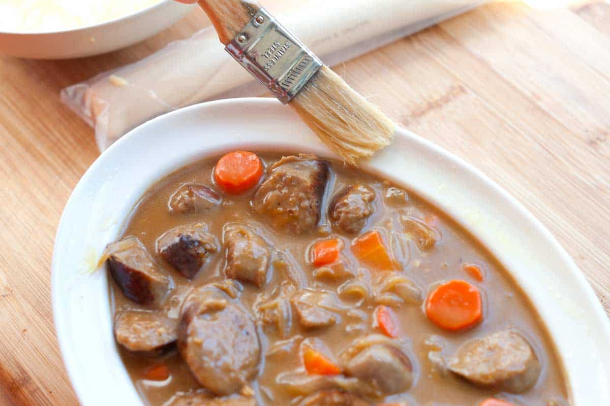 Sausage, Cheddar and Guinness Pie Recipe Ready for pastry