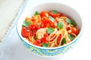 Shrimp Pasta Recipe with Tomato and Basil