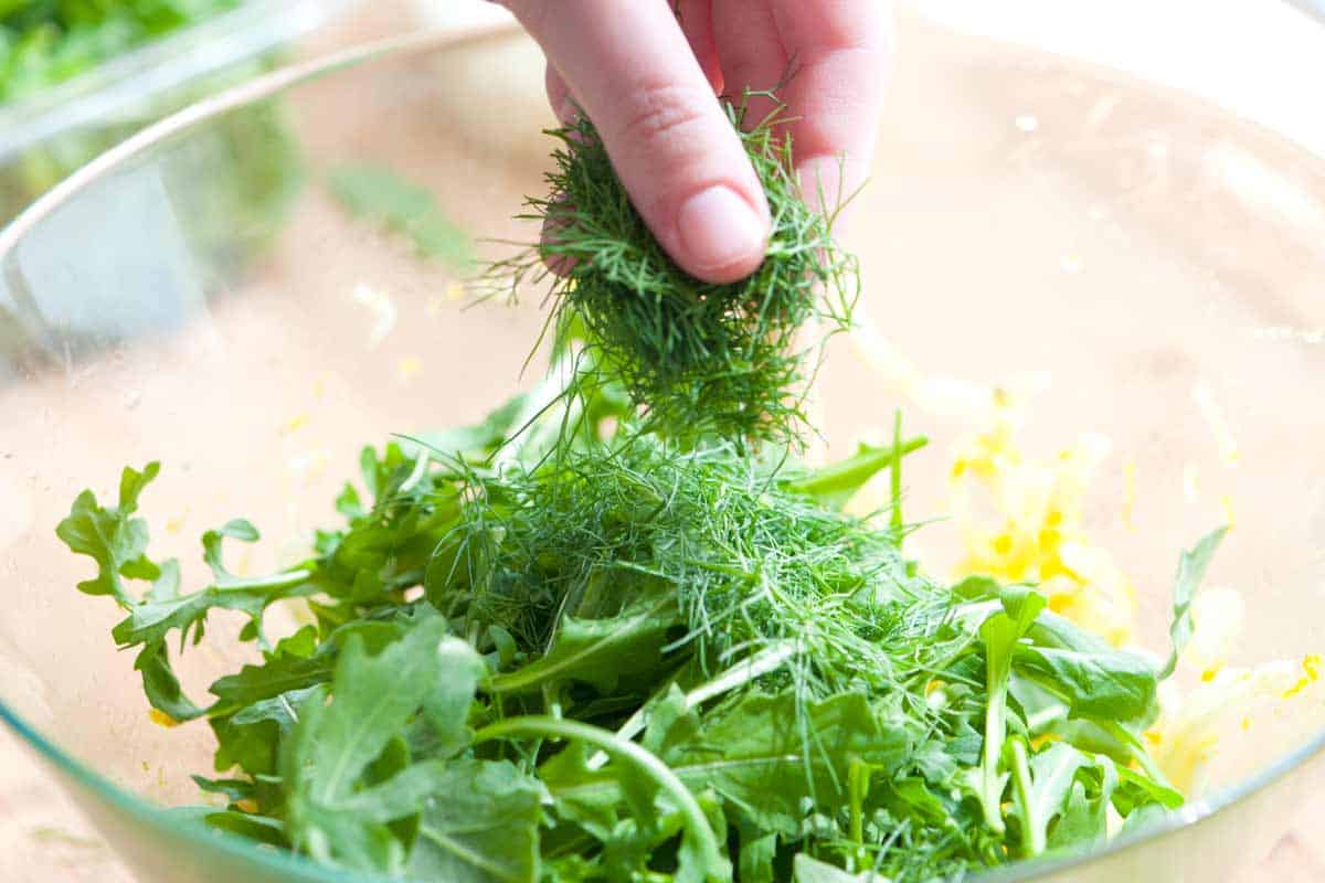 Shaved Fennel and Arugula Salad Recipe Finishing the salad