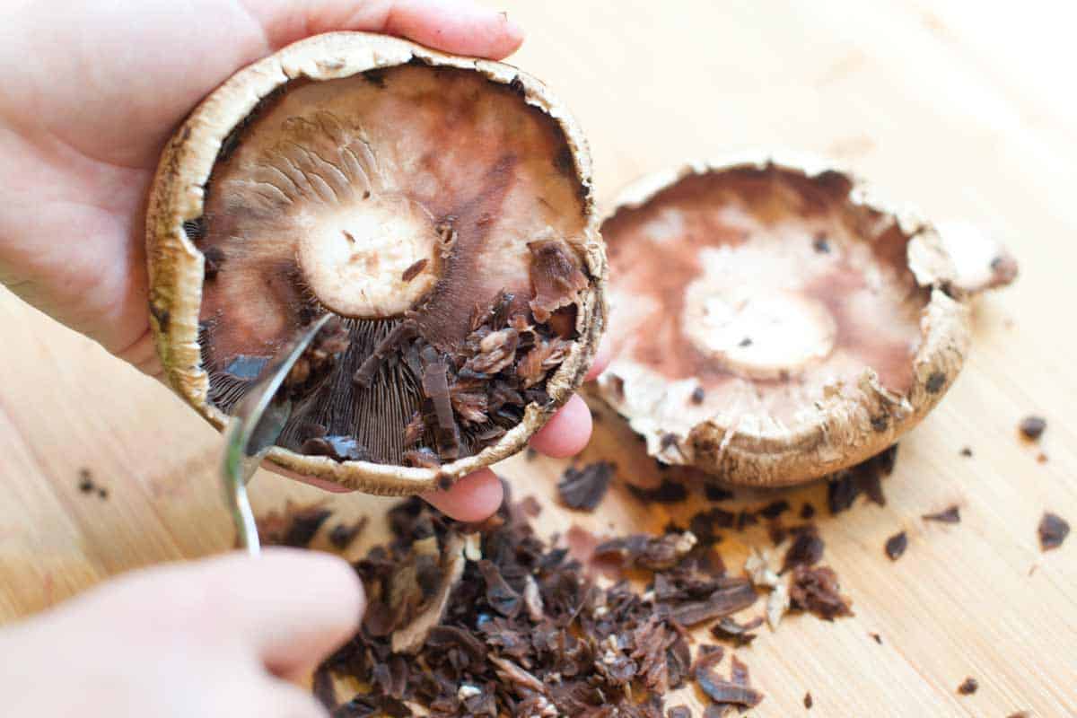 Crispy Baked Portobello Mushroom Fries Prepping the mushrooms