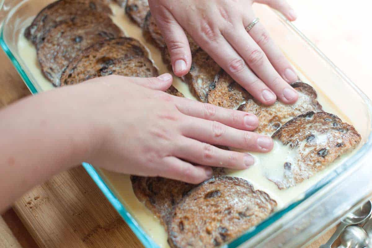 Baked Cinnamon Raisin French Toast Recipe Adding the custard