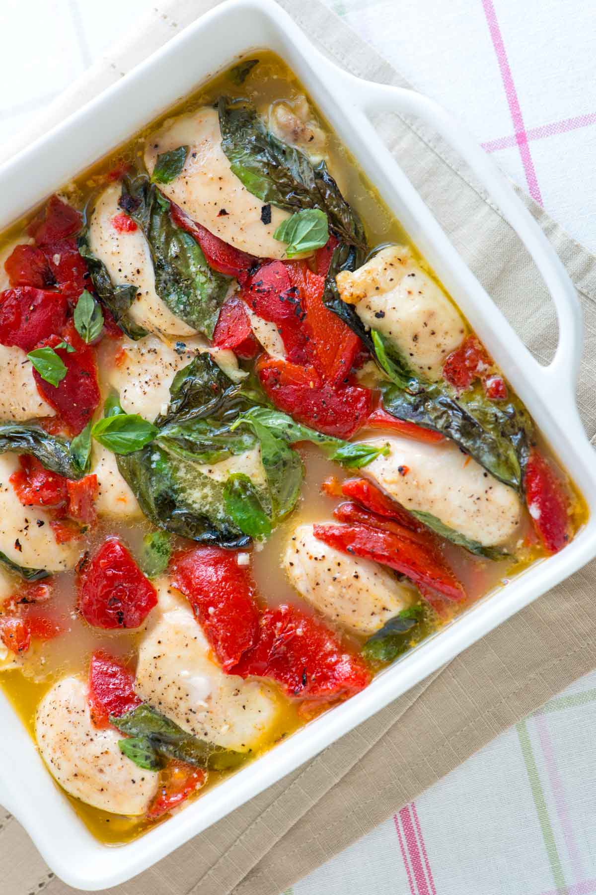 Basil Baked Chicken Casserole Recipe with Roasted Peppers