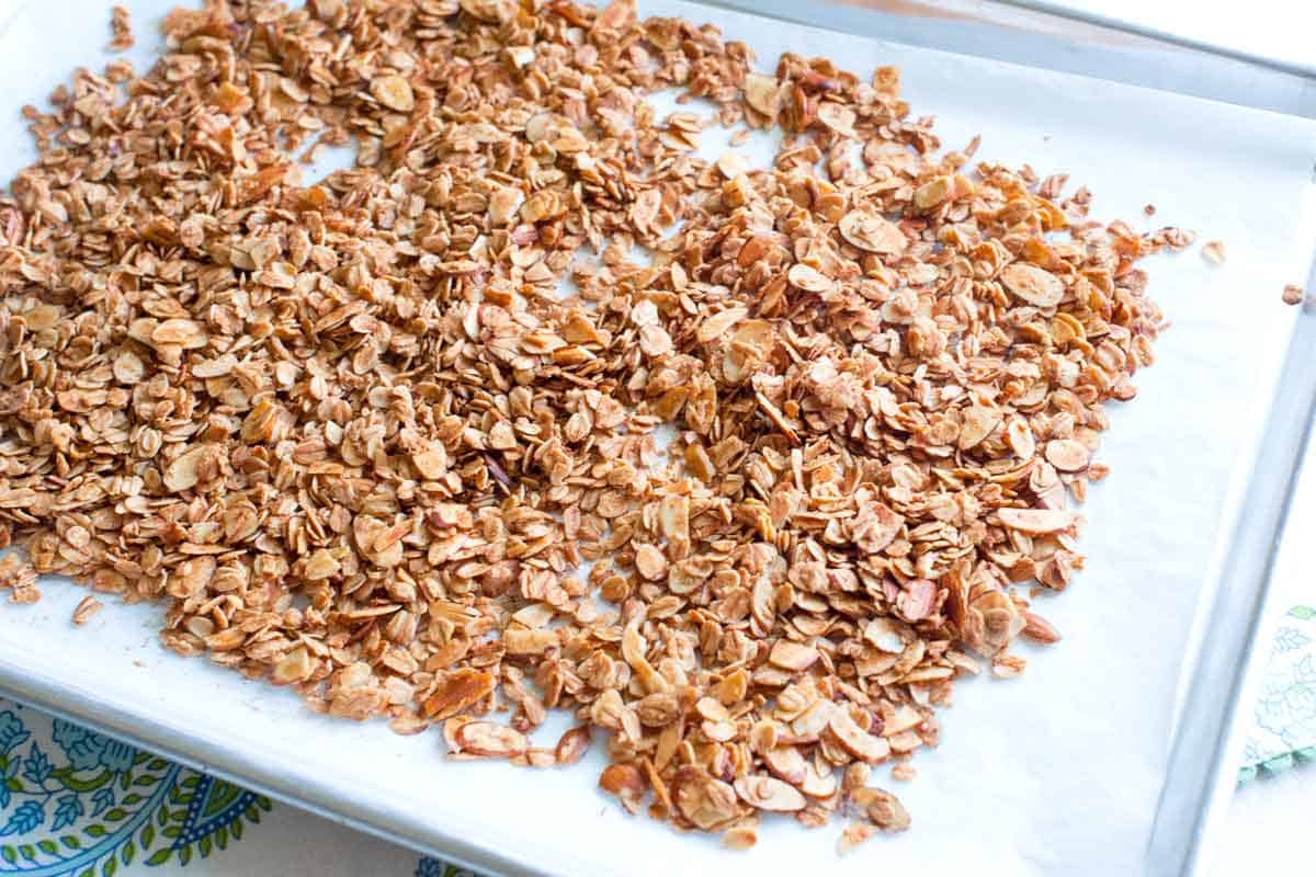 Baked and golden brown granola