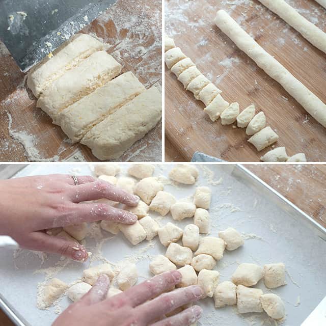 Making the ricotta gnocchi dough.