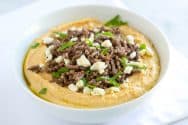 Hummus with Spiced Ground Beef, Feta and Mint
