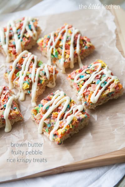 Brown Butter Fruity Pebble Rice Krispy Treats